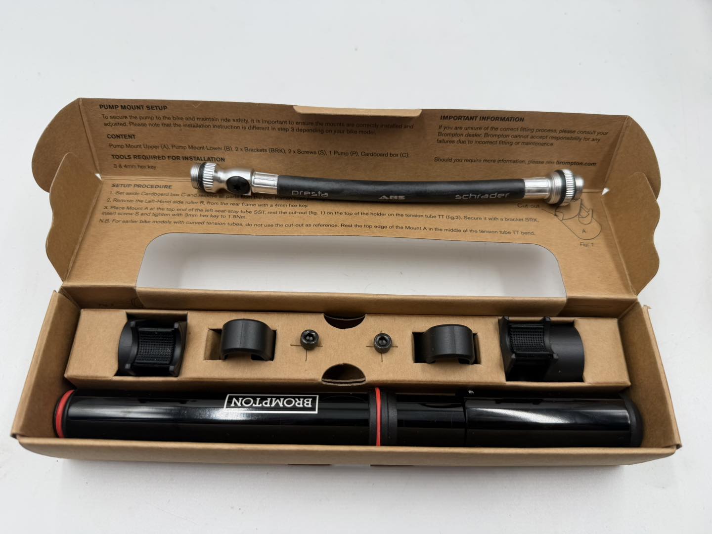 Pump Brompton Bicycle Pump w/ Frame Mounting Brackets - Image 1